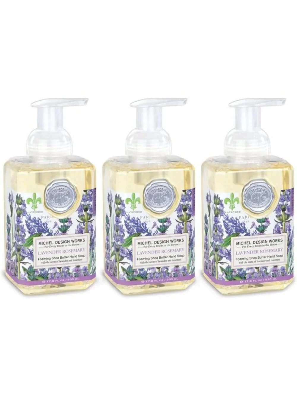 Lavender Rosemary Foaming Hand Soap Set with Dispenser - 3-Pack, 17.8 Fl oz